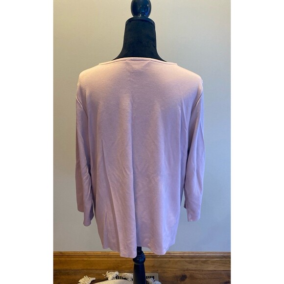 Liz Claiborne Blouse Plus Sz XXL Blush Pink Top Soft Stretchy 3/4 Sleeve  Lace - Picture 5 of 9